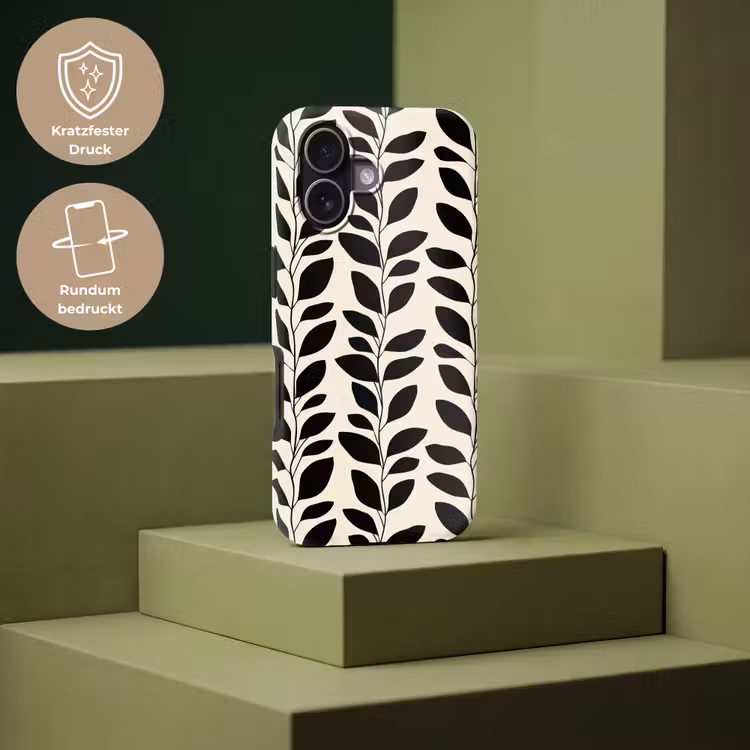 Botanisch - Dessin - Zwart - Beige Toughcase MagSafe Apple iPhone 17 klein 1017 -USP_PrintM_DE
