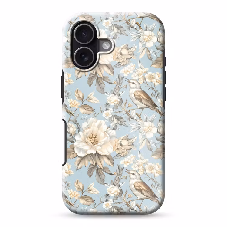 Botanisch - Zangvogel - Blauw Toughcase MagSafe Apple iPhone 17 klein 1017 -3d