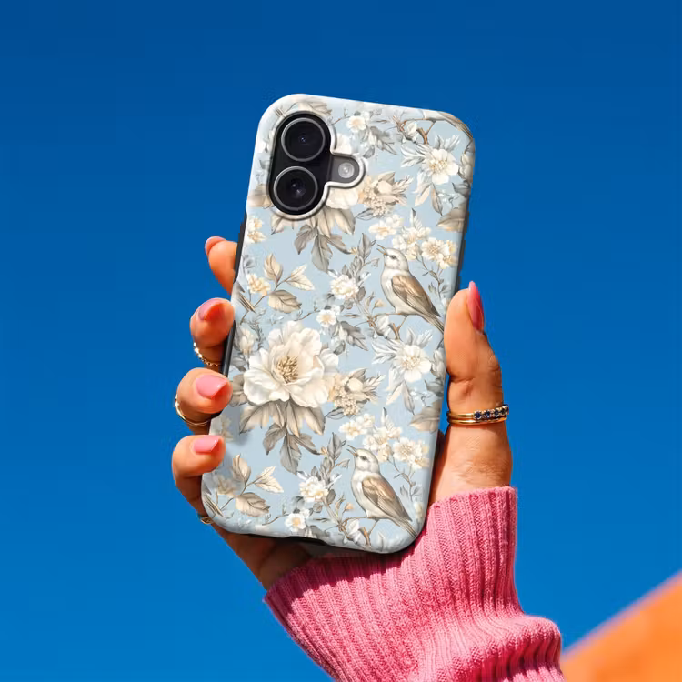 Botanisch - Zangvogel - Blauw Toughcase MagSafe Apple iPhone 17 klein 1017 -Sfeer1V