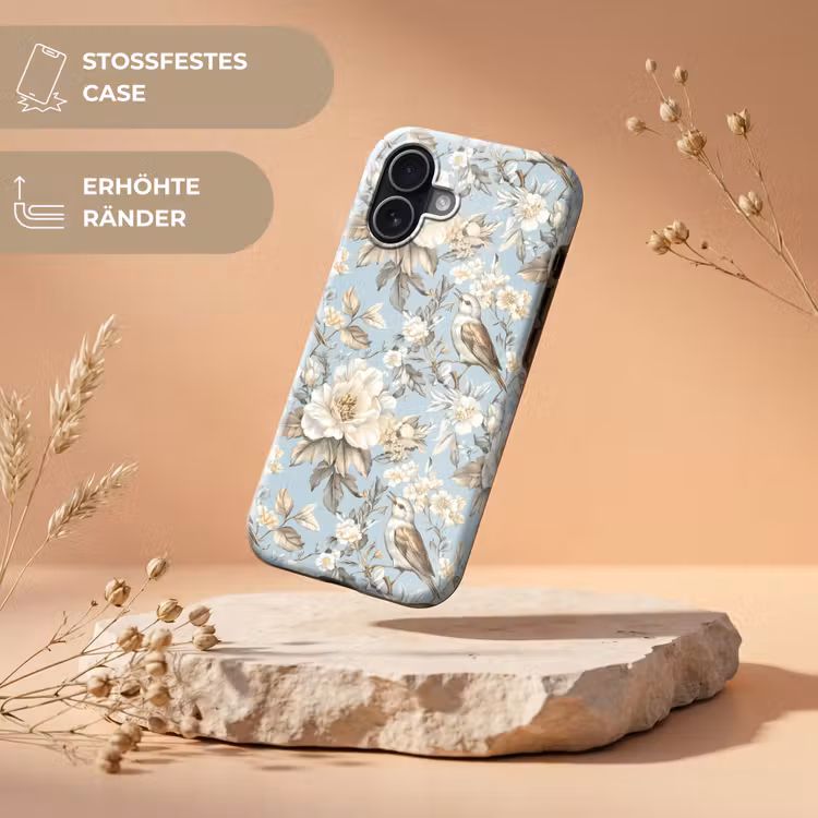 Botanisch - Zangvogel - Blauw Toughcase MagSafe Apple iPhone 17 klein 1017 -USP_RandenV_DE