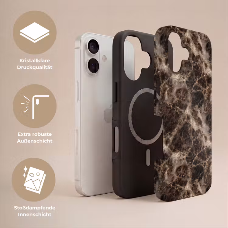 Bruin - Goud - Marmer Toughcase MagSafe Apple iPhone 17 klein 1017 -USP_Lagen_DE