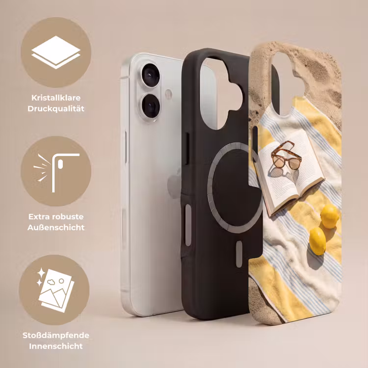 Boek - Zonnebril - Strand - Zomer - Geel Toughcase MagSafe Apple iPhone 17 klein -USP_Lagen_DE