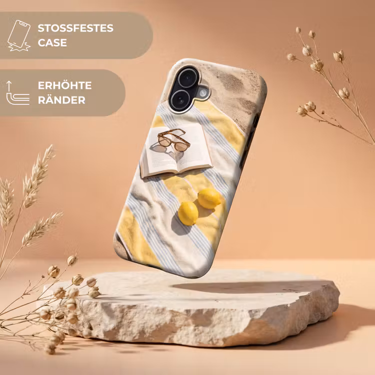 Boek - Zonnebril - Strand - Zomer - Geel Toughcase MagSafe Apple iPhone 17 klein -USP_RandenV_DE