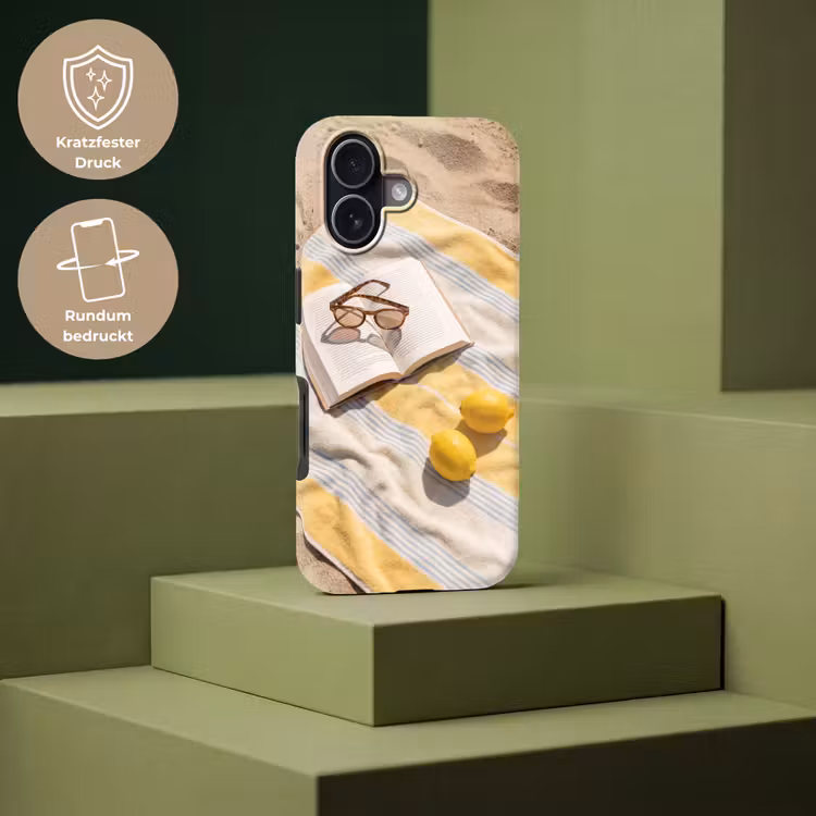 Boek - Zonnebril - Strand - Zomer - Geel Toughcase MagSafe Apple iPhone 17 klein -USP_PrintM_DE