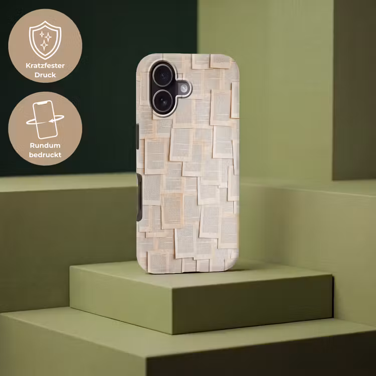 Boekpagina - Collage - Literatuur - Vintage - Beige Toughcase MagSafe Apple iPhone 17 klein -USP_PrintM_DE