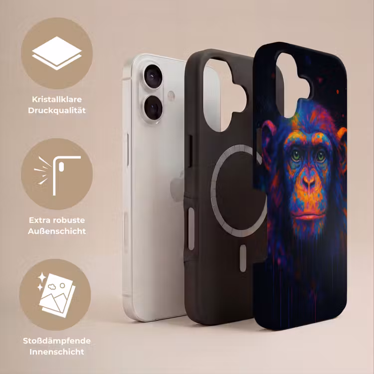 Kleurrijk - Aap - Abstract Toughcase MagSafe Apple iPhone 17 klein -USP_Lagen_DE