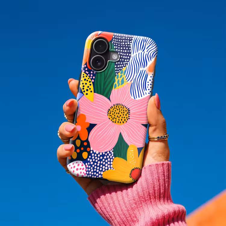 Kleurrijk - Bloemen - Abstract - Stippen Toughcase MagSafe Apple iPhone 17 klein -Sfeer1V