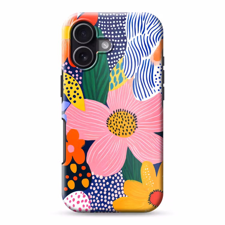 Kleurrijk - Bloemen - Abstract - Stippen Toughcase MagSafe Apple iPhone 17 klein -3d