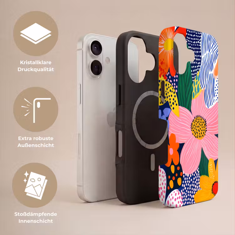 Kleurrijk - Bloemen - Abstract - Stippen Toughcase MagSafe Apple iPhone 17 klein -USP_Lagen_DE