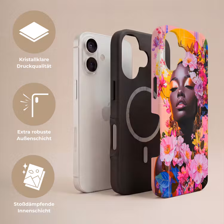 Kleurrijk - Bloemen - Vrouw - Zon Toughcase MagSafe Apple iPhone 17 klein -USP_Lagen_DE