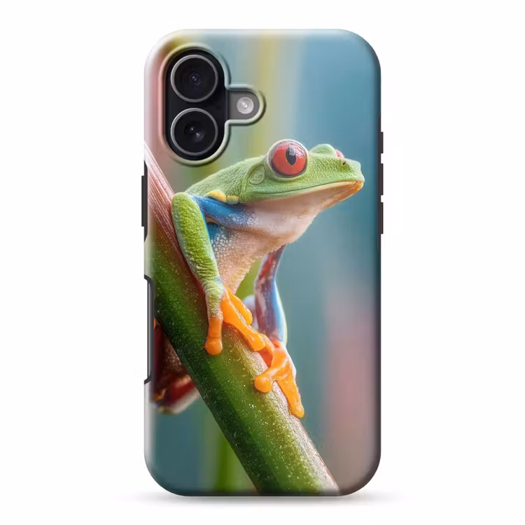 Kleurrijke kikker - Groene stengel - Alert Toughcase MagSafe Apple iPhone 17 klein -3d