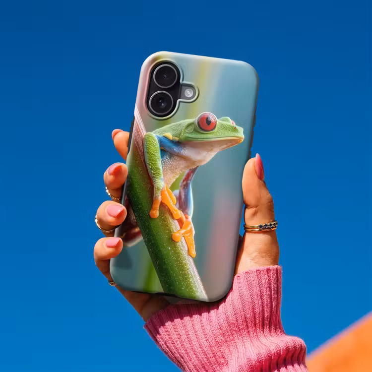 Kleurrijke kikker - Groene stengel - Alert Toughcase MagSafe Apple iPhone 17 klein -Sfeer1V