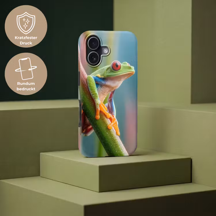 Kleurrijke kikker - Groene stengel - Alert Toughcase MagSafe Apple iPhone 17 klein -USP_PrintM_DE