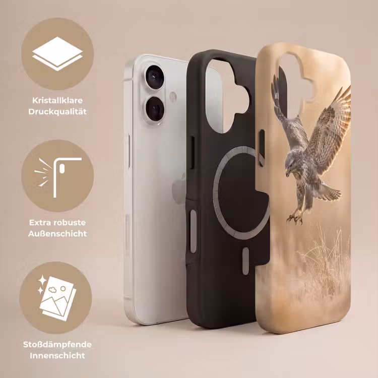 Buizerd - Roofvogel - Natuur - Bruin Toughcase MagSafe Apple iPhone 17 klein -USP_Lagen_DE