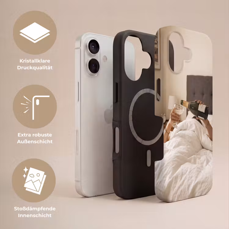 Champagne - Bed - Bubbels Toughcase MagSafe Apple iPhone 17 klein -USP_Lagen_DE