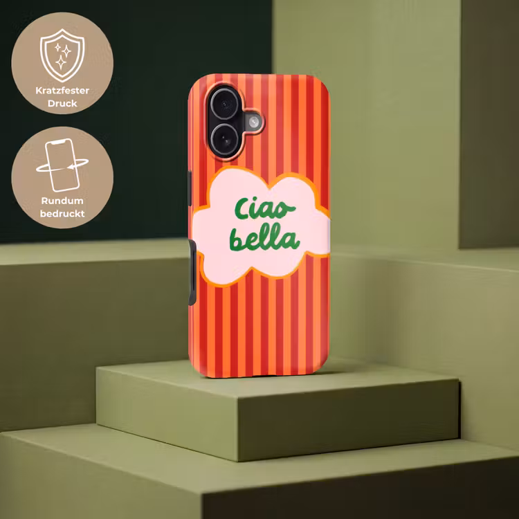 Ciao bella - Tekstwolk - Strepen - Oranje Toughcase MagSafe Apple iPhone 17 klein -USP_PrintM_DE