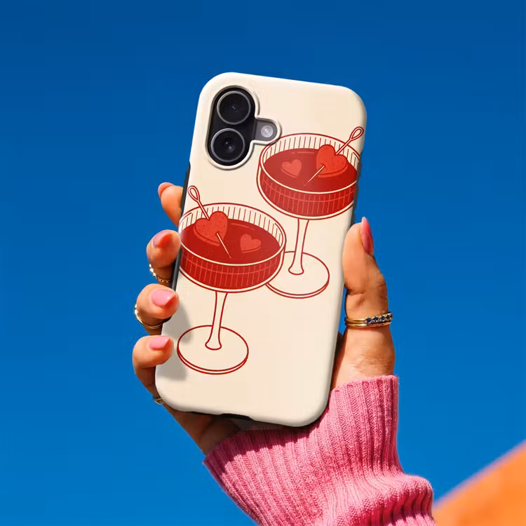 Cocktail - Hartjes - Liefde - Illustratie - Rood Toughcase MagSafe Apple iPhone 17 klein -Sfeer1V