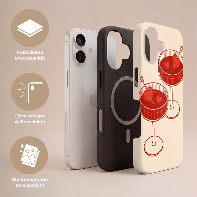 Cocktail - Hartjes - Liefde - Illustratie - Rood Toughcase MagSafe Apple iPhone 17 klein -USP_Lagen_DE
