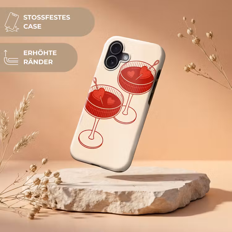 Cocktail - Hartjes - Liefde - Illustratie - Rood Toughcase MagSafe Apple iPhone 17 klein -USP_RandenV_DE