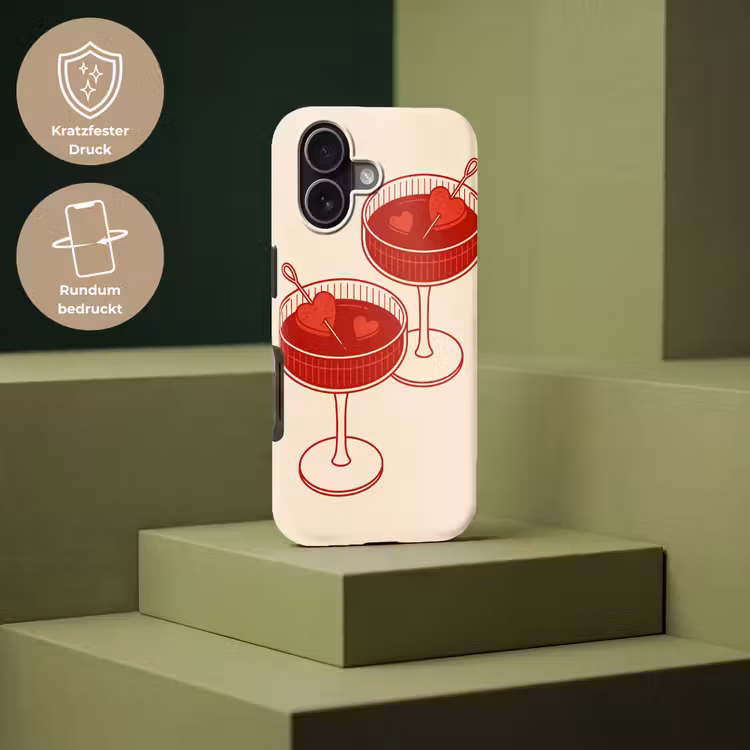 Cocktail - Hartjes - Liefde - Illustratie - Rood Toughcase MagSafe Apple iPhone 17 klein -USP_PrintM_DE