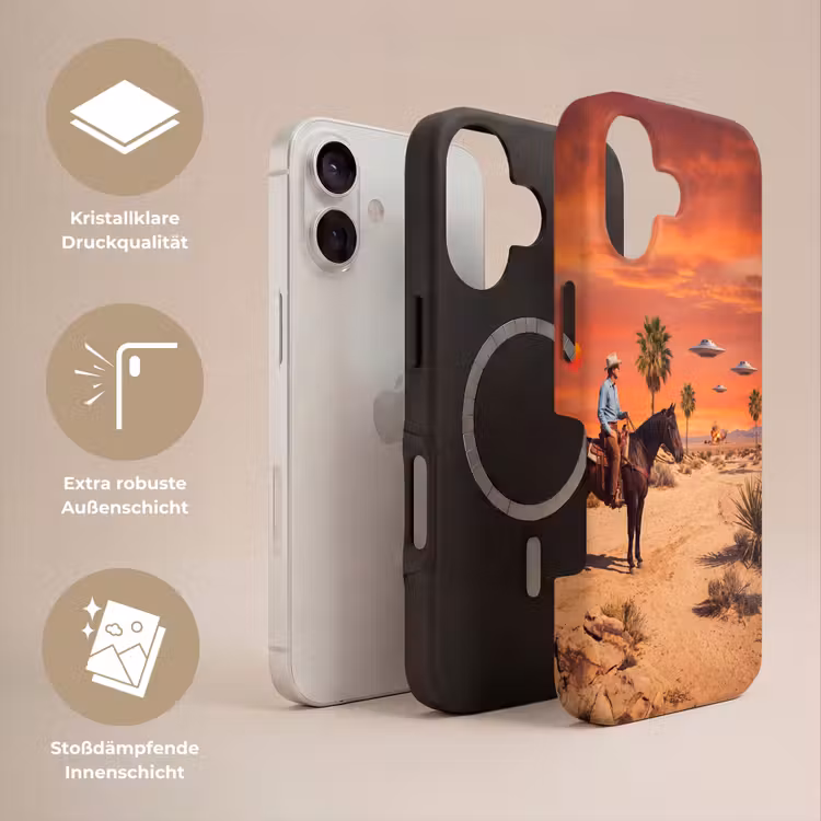 Handyhülle Toughcase - Cowboy – Pferd – Wüste - Cowboy - Paard - Woestijn Toughcase MagSafe Apple iPhone 17 klein
