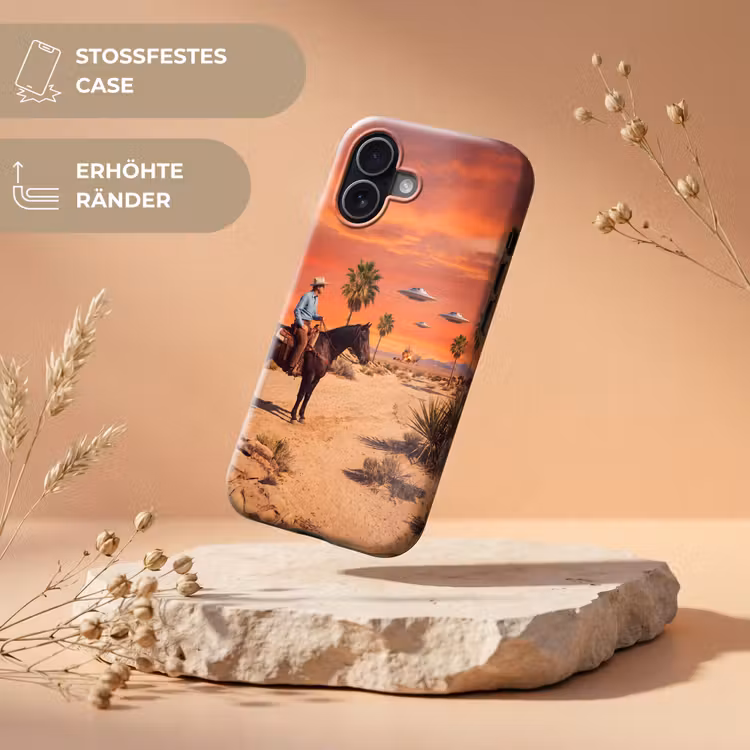 Handyhülle Toughcase - Cowboy – Pferd – Wüste - Cowboy - Paard - Woestijn Toughcase MagSafe Apple iPhone 17 klein