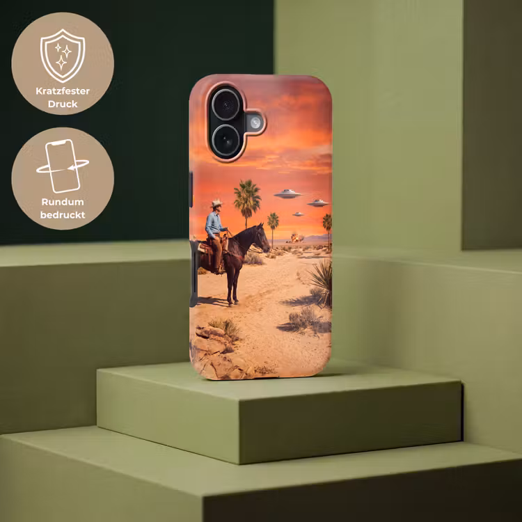 Handyhülle Toughcase - Cowboy – Pferd – Wüste - Cowboy - Paard - Woestijn Toughcase MagSafe Apple iPhone 17 klein