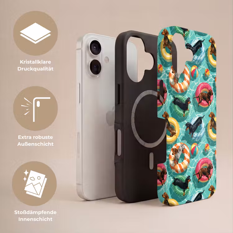 Teckels - Zwembad - Kleurrijk Toughcase MagSafe Apple iPhone 17 klein 1017 -USP_Lagen_DE