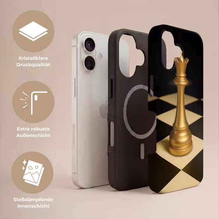 Koningin - Schaakstuk - Geblokt - Goud Toughcase MagSafe Apple iPhone 17 klein -USP_Lagen_DE