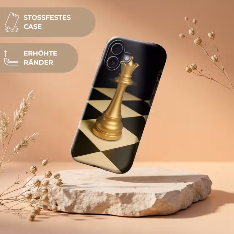 Koningin - Schaakstuk - Geblokt - Goud Toughcase MagSafe Apple iPhone 17 klein -USP_RandenV_DE