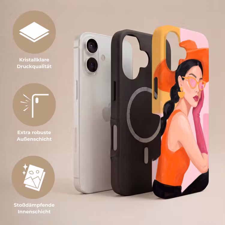 Vrouw - Hoed - Mode - Modern - Oranje Toughcase MagSafe Apple iPhone 17 klein -USP_Lagen_DE