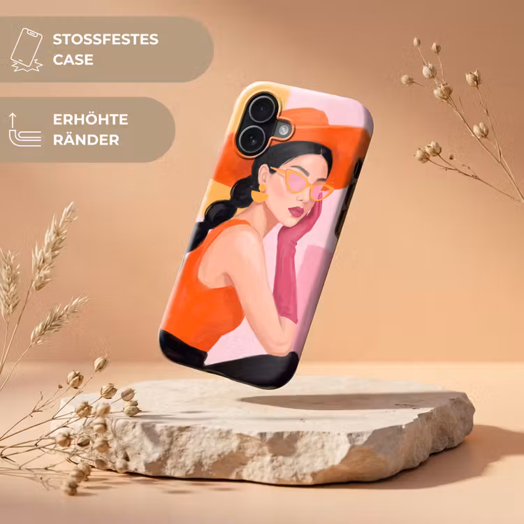 Vrouw - Hoed - Mode - Modern - Oranje Toughcase MagSafe Apple iPhone 17 klein -USP_RandenV_DE
