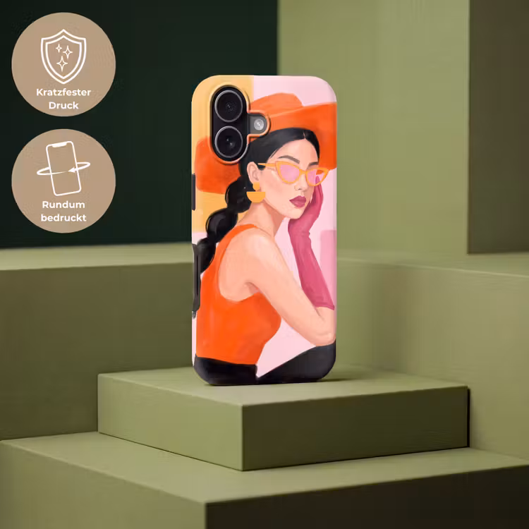 Vrouw - Hoed - Mode - Modern - Oranje Toughcase MagSafe Apple iPhone 17 klein -USP_PrintM_DE