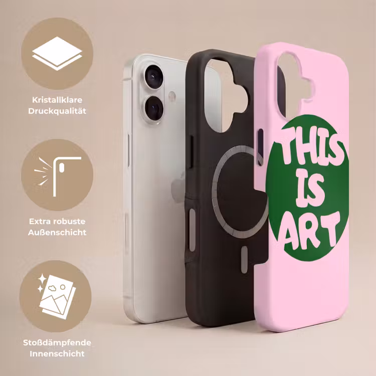 This is art - Tekst - Cirkel - Groen Toughcase MagSafe Apple iPhone 17 klein -USP_Lagen_DE