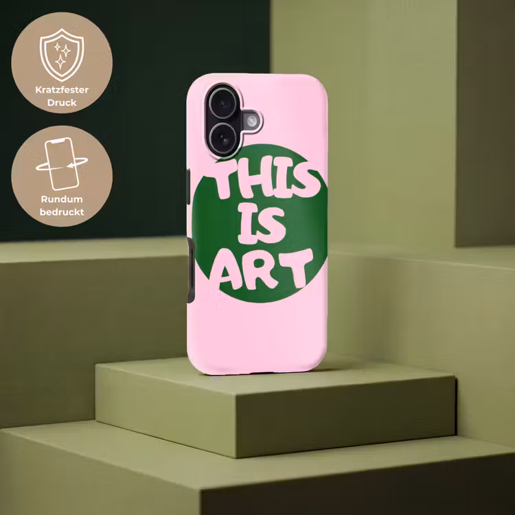 This is art - Tekst - Cirkel - Groen Toughcase MagSafe Apple iPhone 17 klein -USP_PrintM_DE