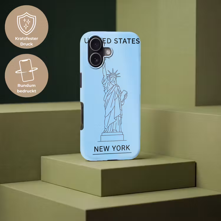 Monument - Vrijheidsbeeld - New York - Minimalistisch - Blauw Toughcase MagSafe Apple iPhone 17 klein -USP_PrintM_DE