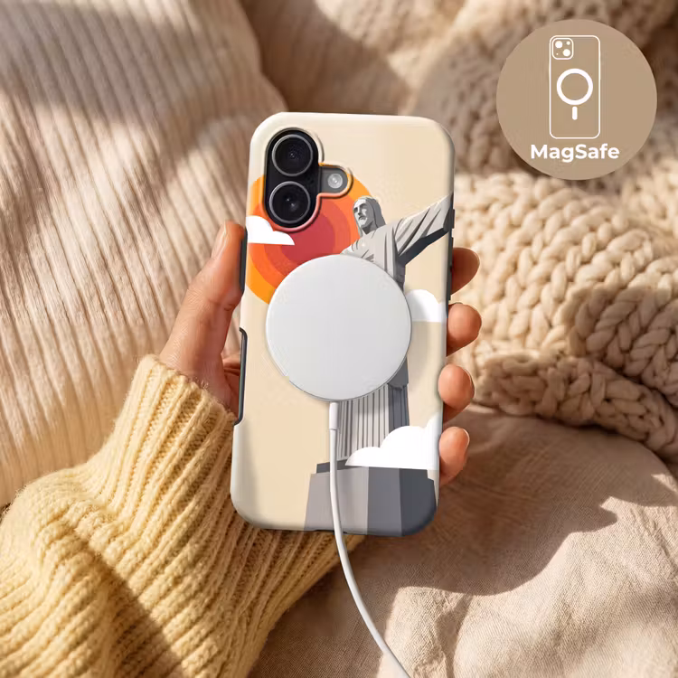 Monument - Stad - Zonsondergang - Minimalistisch - Oranje Toughcase MagSafe Apple iPhone 17 klein -USP_MagsafeV