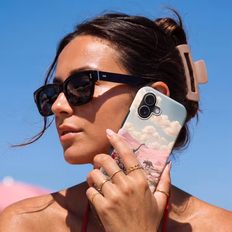 Handyhülle Toughcase - Dinosaurier – Rosa – Landschaft - Dinosaurus - Roze - Landschap Toughcase MagSafe Apple iPhone 17 klein