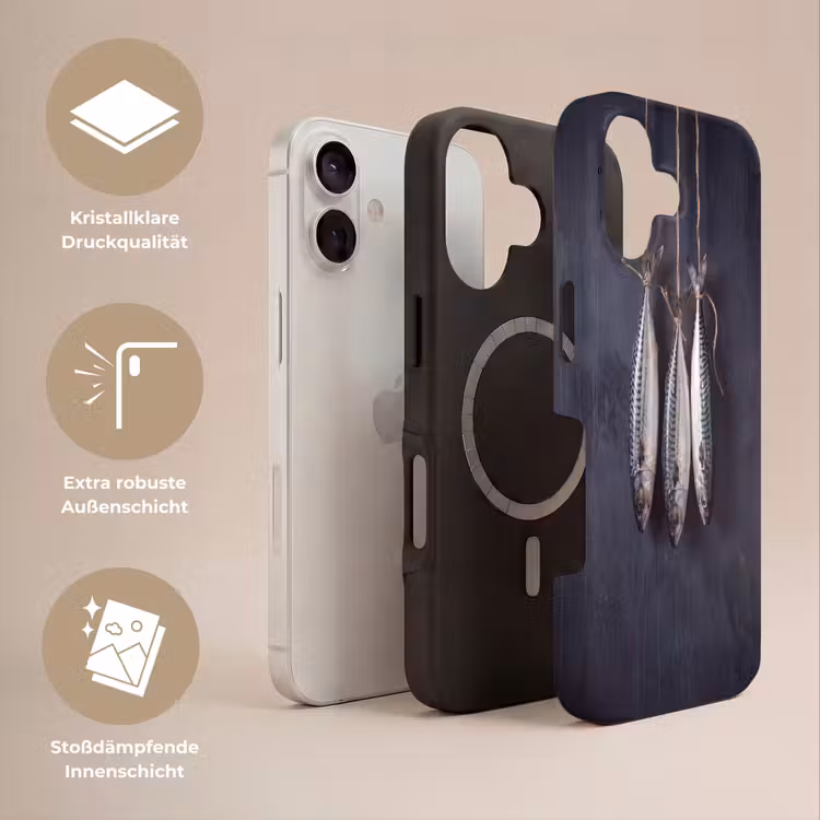 Handyhülle Toughcase - Drei Fische – Seil - Drie vissen - Touw Toughcase MagSafe Apple iPhone 17 klein