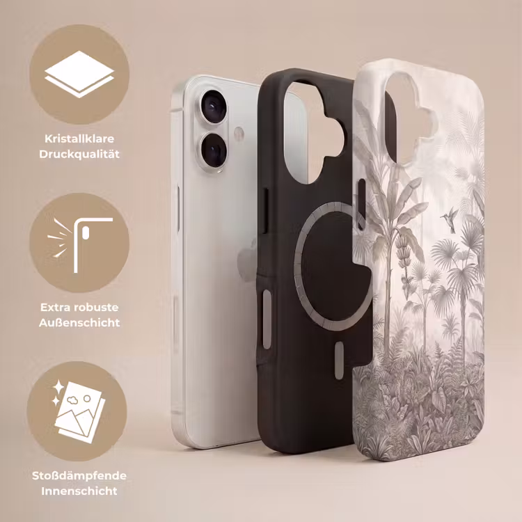 Jungle - Banenboom - Kolibrie - Beige Toughcase MagSafe Apple iPhone 17 klein -USP_Lagen_DE
