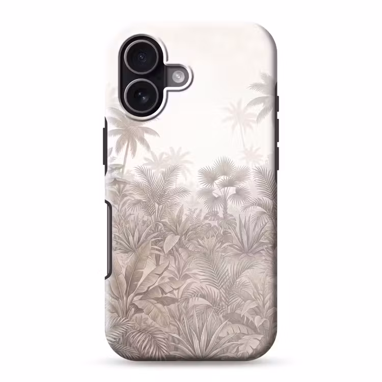 Jungle - Tropisch - Natuur -Vintage - Beige Toughcase MagSafe Apple iPhone 17 klein -3d