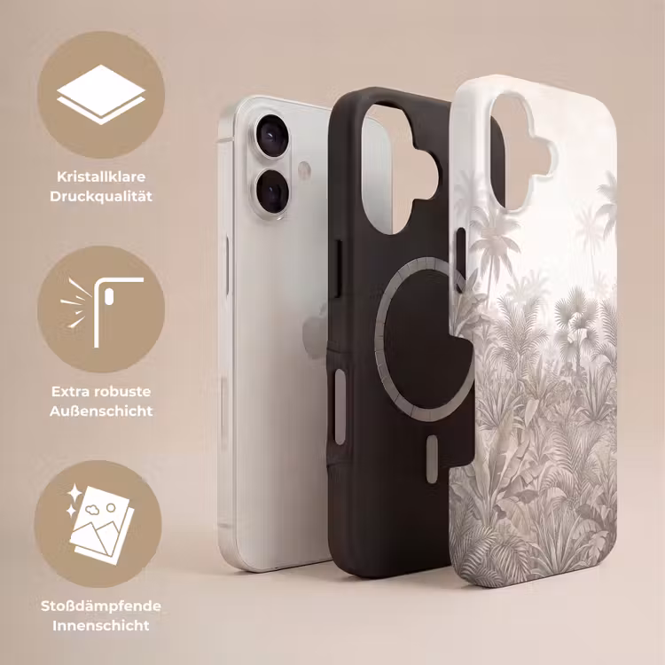 Jungle - Tropisch - Natuur -Vintage - Beige Toughcase MagSafe Apple iPhone 17 klein -USP_Lagen_DE