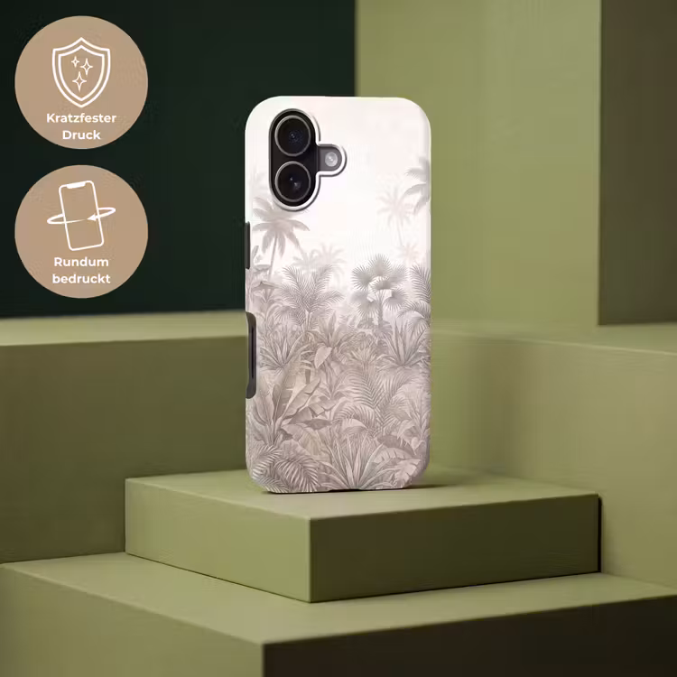 Jungle - Tropisch - Natuur -Vintage - Beige Toughcase MagSafe Apple iPhone 17 klein -USP_PrintM_DE