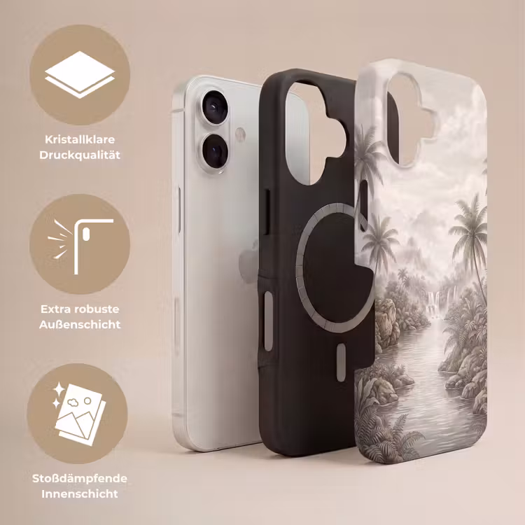 Jungle - Watervallen - Tropisch - Illustratie Toughcase MagSafe Apple iPhone 17 klein -USP_Lagen_DE