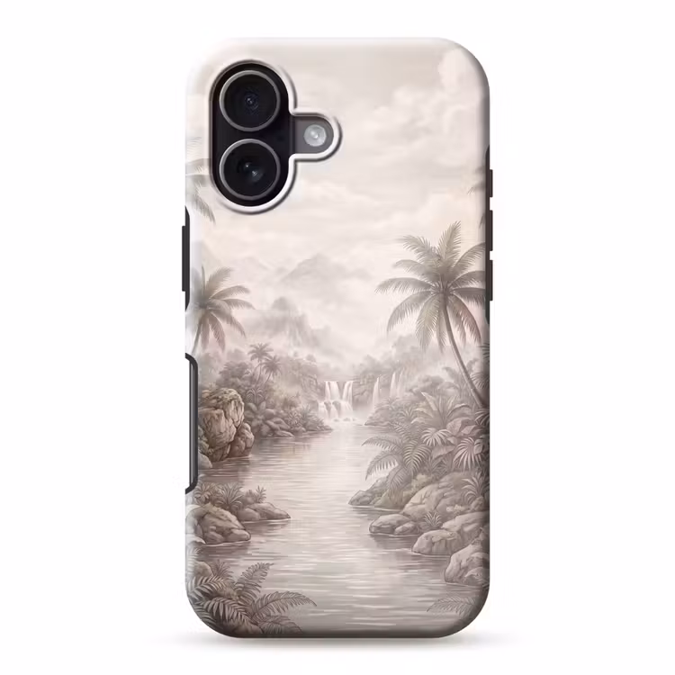 Jungle - Watervallen - Tropisch - Illustratie Toughcase MagSafe Apple iPhone 17 klein -3d
