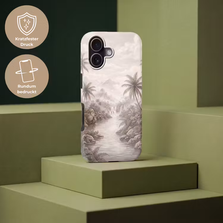 Jungle - Watervallen - Tropisch - Illustratie Toughcase MagSafe Apple iPhone 17 klein -USP_PrintM_DE
