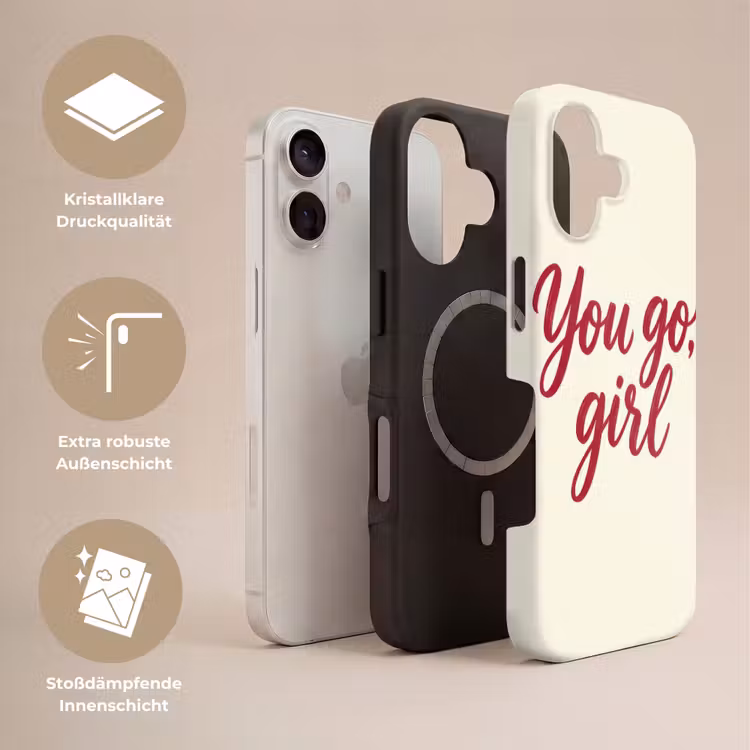 you go girl - Rood - Wit Toughcase MagSafe Apple iPhone 17 klein -USP_Lagen_DE
