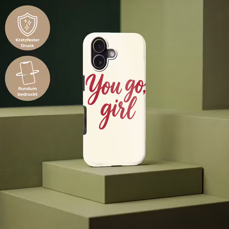 you go girl - Rood - Wit Toughcase MagSafe Apple iPhone 17 klein -USP_PrintM_DE
