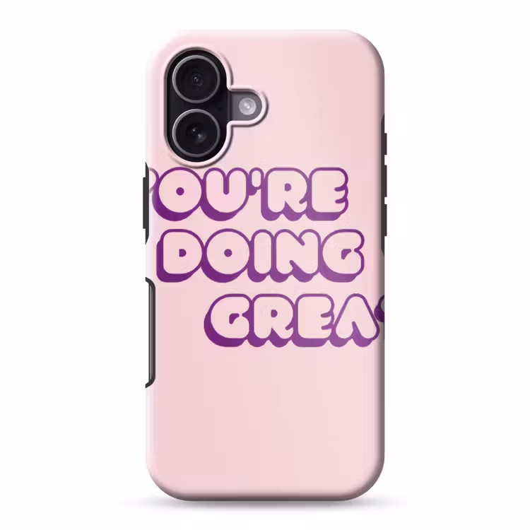 You're doing great - Roze - Bubble letters Toughcase MagSafe Apple iPhone 17 klein -3d
