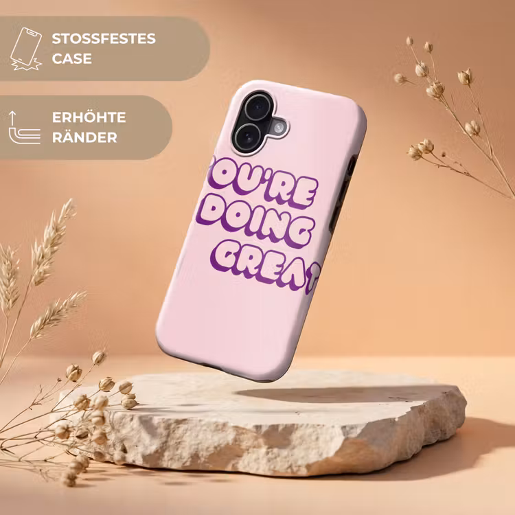 You're doing great - Roze - Bubble letters Toughcase MagSafe Apple iPhone 17 klein -USP_RandenV_DE